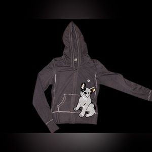 Kavio Sequin Frenchie Zip Up Hoodie Girls Jacket XL NWOT